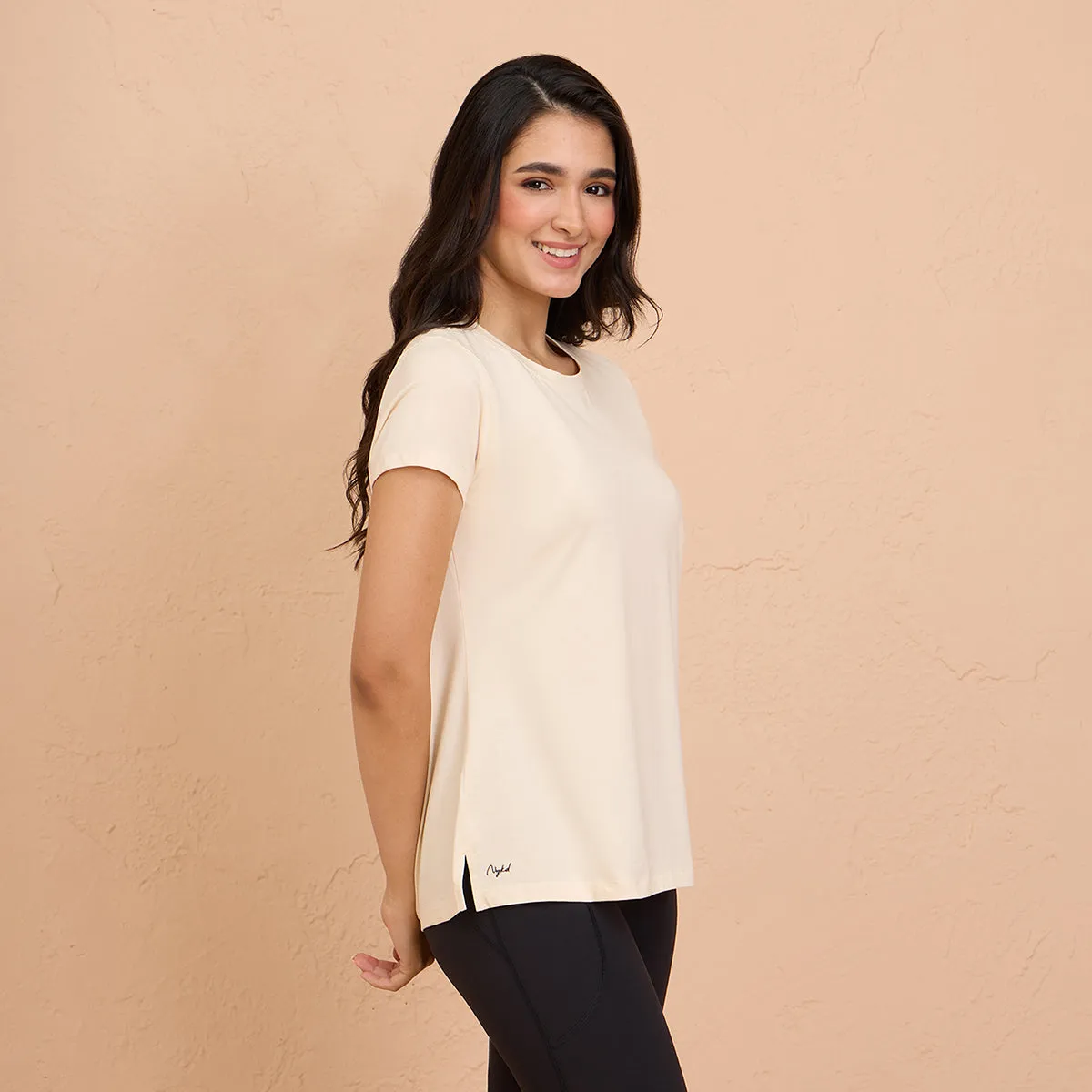 Cotton Stretch T-Shirt-Super Comfy & Flattering-NYLE216-Off White