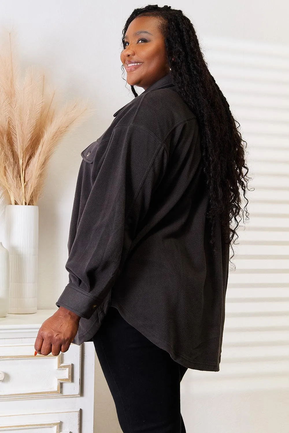 Cozy Trend Button Down Plus Size Shacket