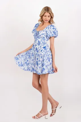 CRINKLE GAUZE FLORAL BABYDOLL DRESS