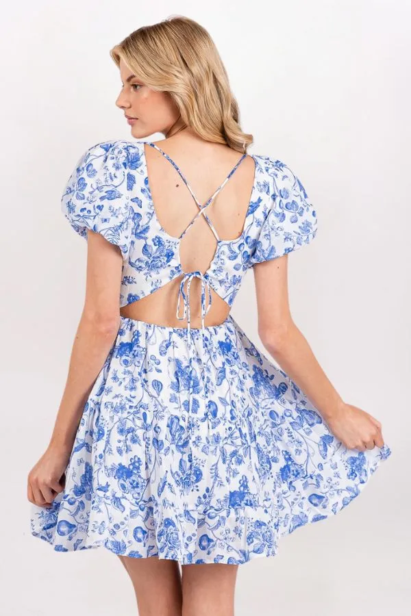 CRINKLE GAUZE FLORAL BABYDOLL DRESS