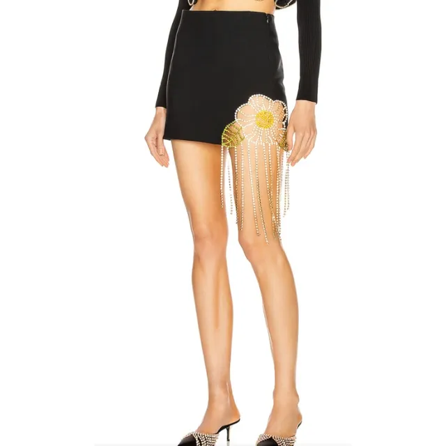 Crystal Embellished Tassel Skirt