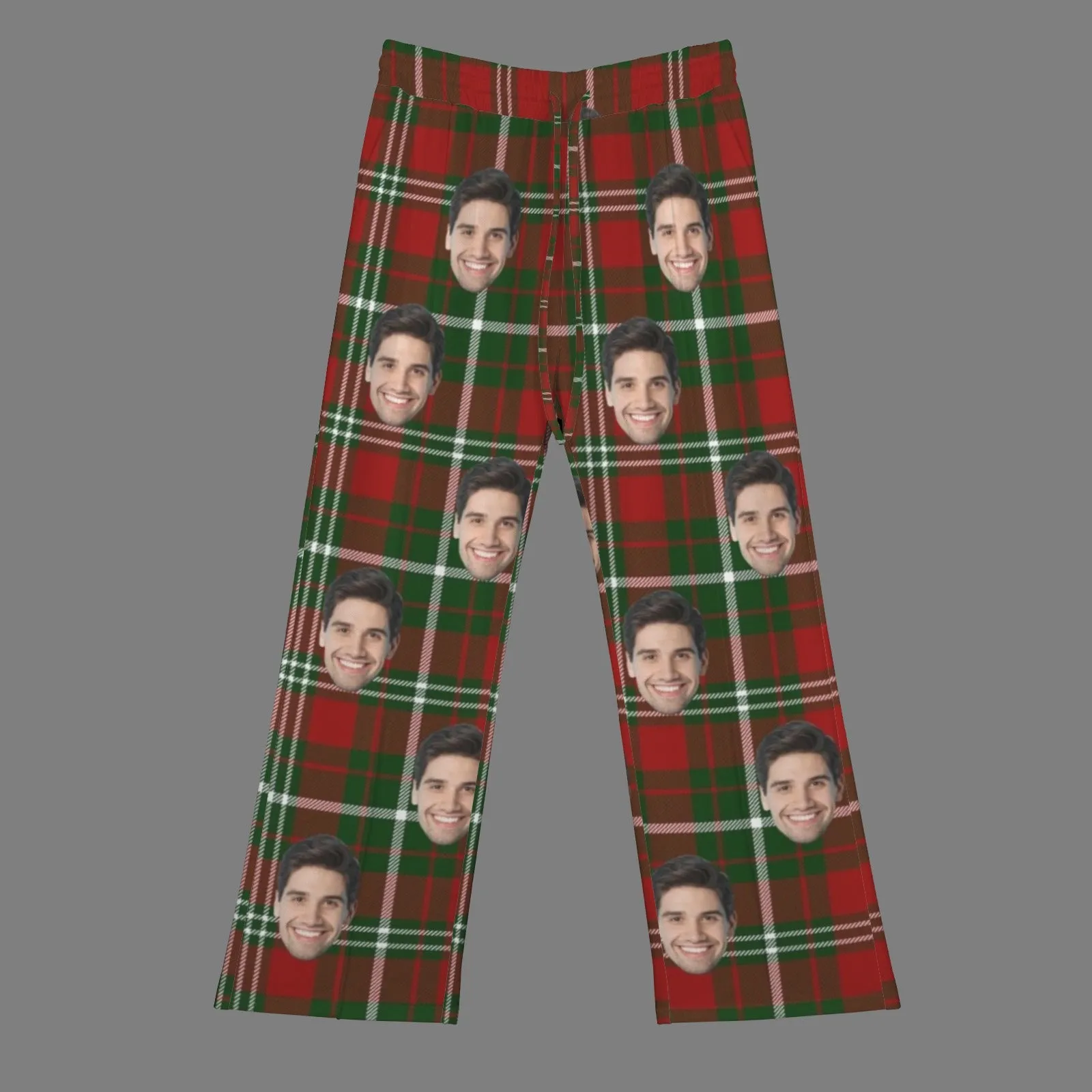 Custom Face Grid Pattern Women's Drawstring Wide Leg Sweatpants