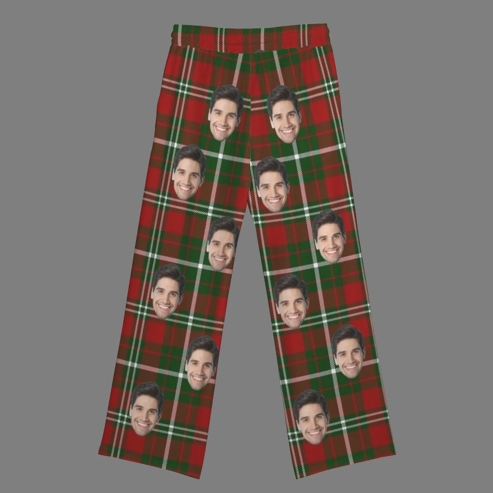 Custom Face Grid Pattern Women's Drawstring Wide Leg Sweatpants
