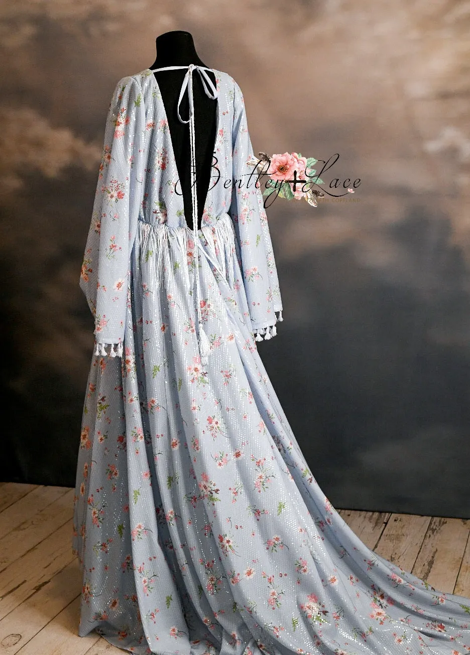 DAISY MAE - blue Bohemian Inspired gown (Teen/Adult) Maternity/ Non Maternity.