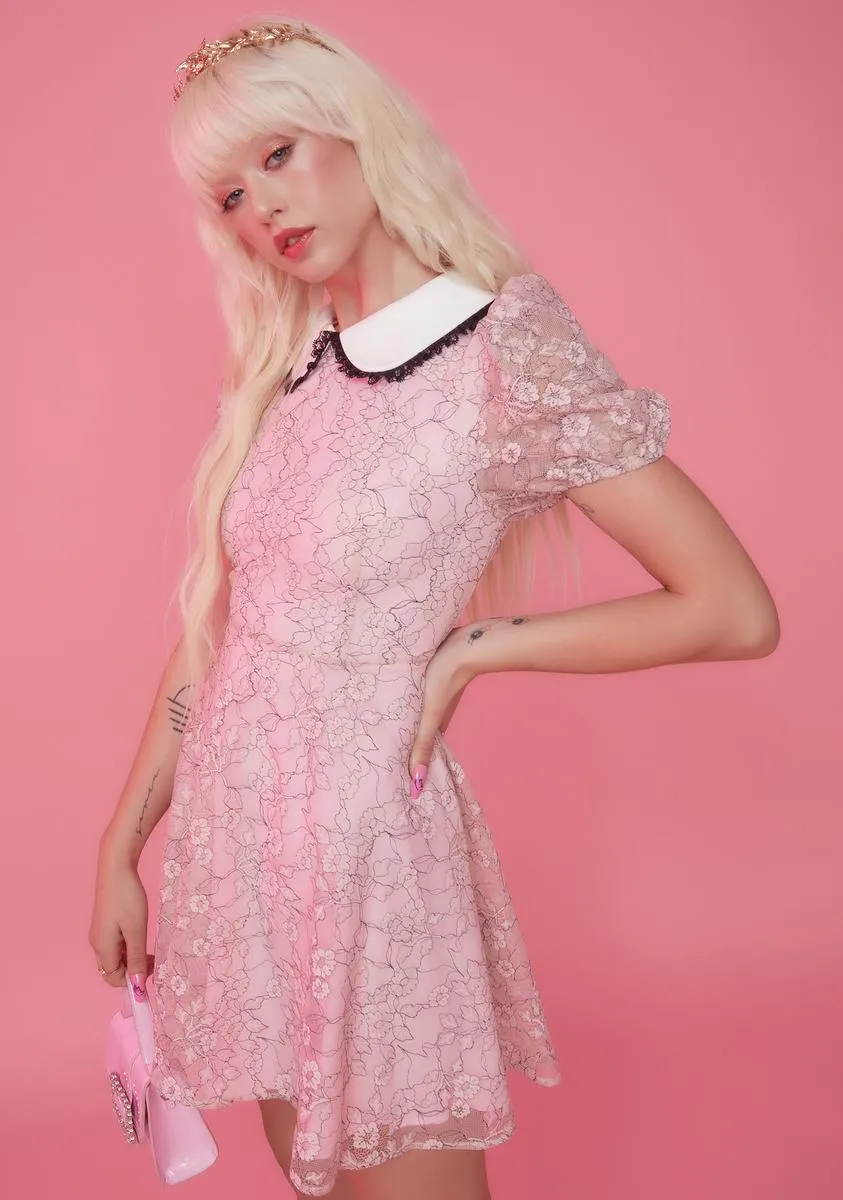 Dancing Dahlia Lace Babydoll Dress