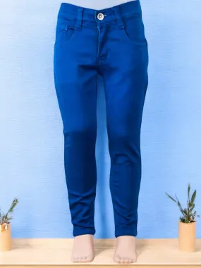 Deep Blue Slim-Fit Stretchable Pants for Boys
