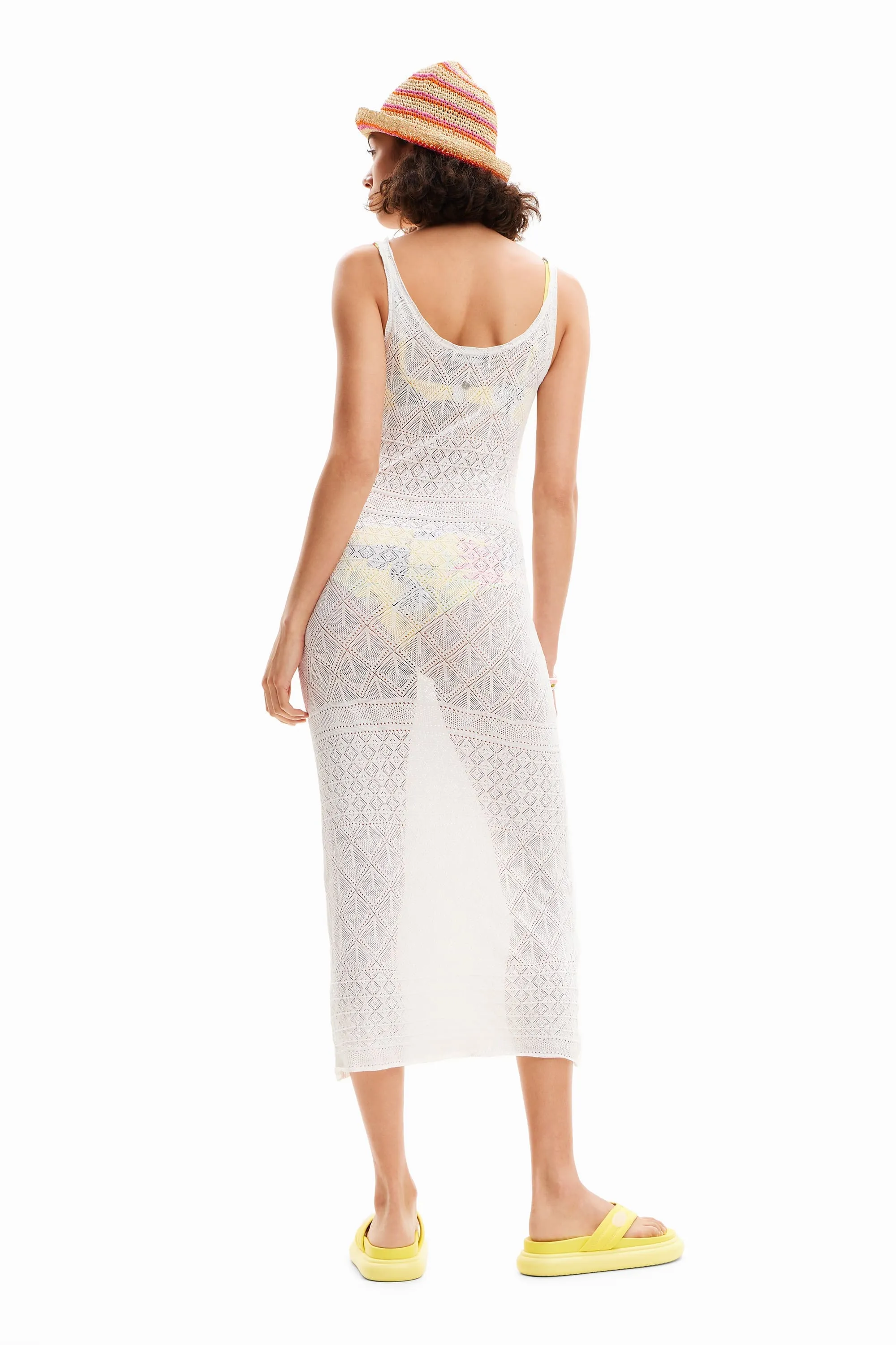 Desigual Kenia Beach Crochet Lace Midi Strappy Dress 24SWMF02