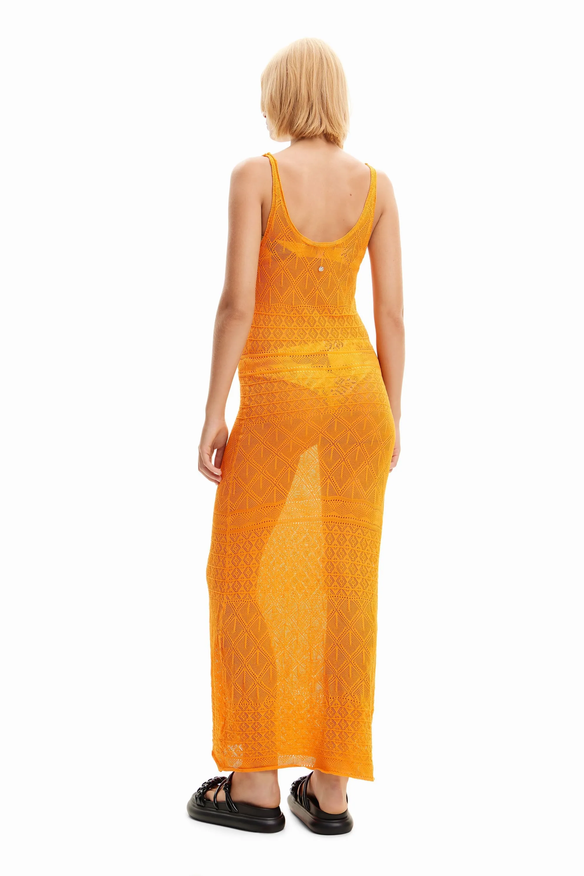 Desigual Kenia Beach Crochet Lace Midi Strappy Dress 24SWMF02