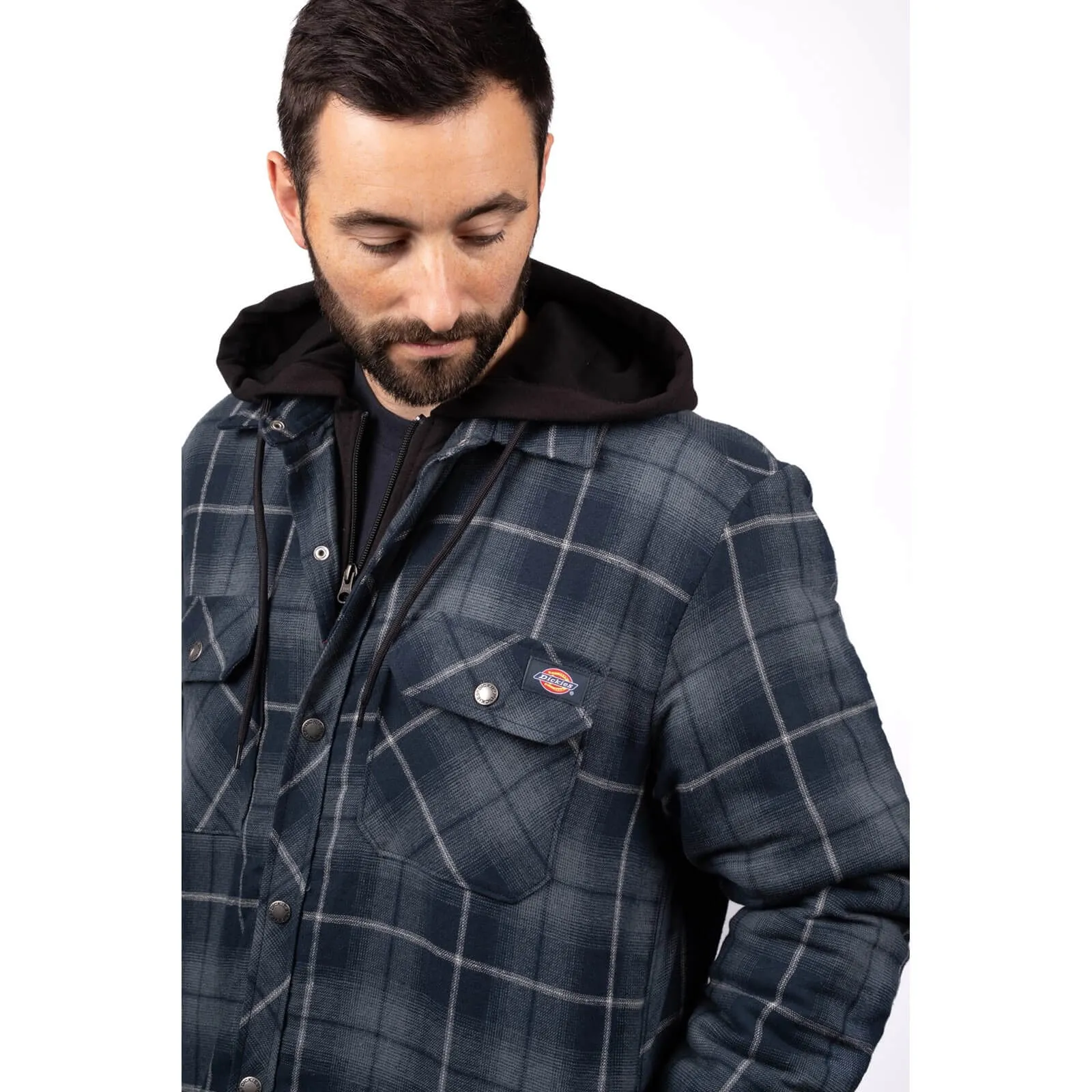 Dickies Fleece Hood Flannel Shirt Jacket