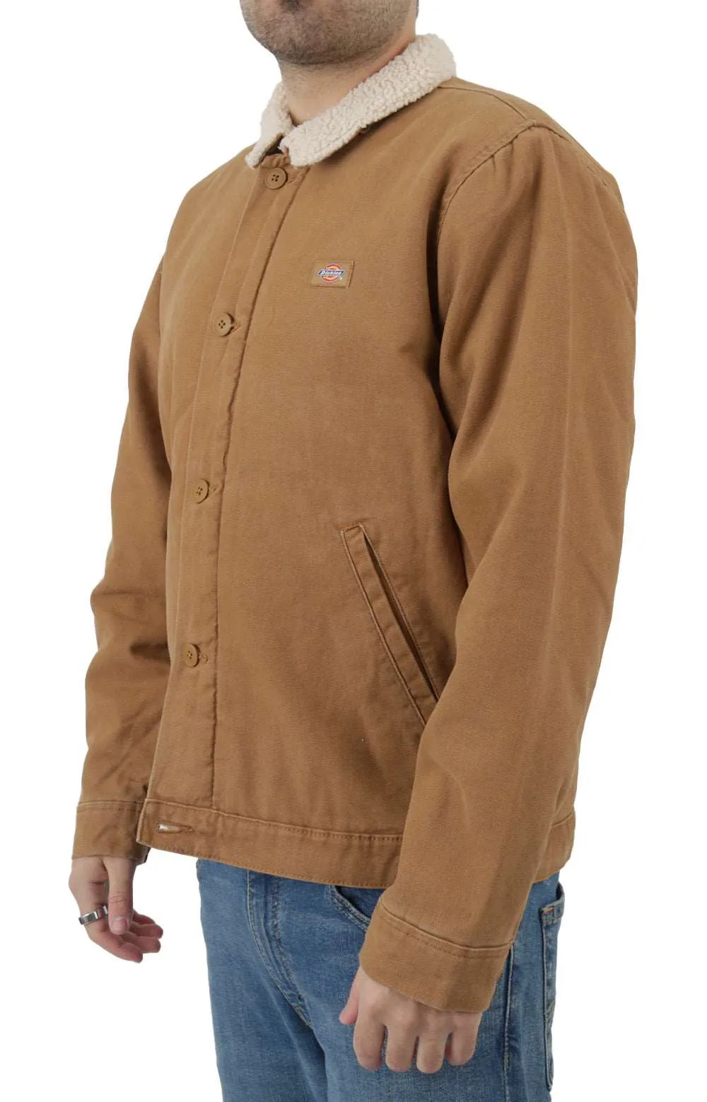 Duck Canvas High Pile Fleece Jacket Men’s Stonewashed Brown Tjr04Sbd