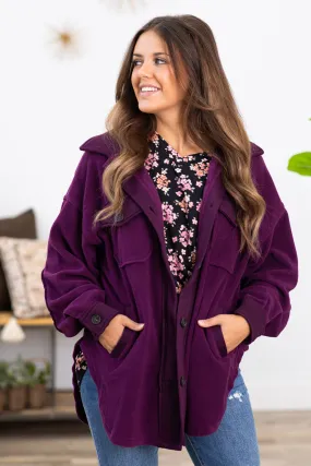 Eggplant Fleece Boyfriend Fit Shacket