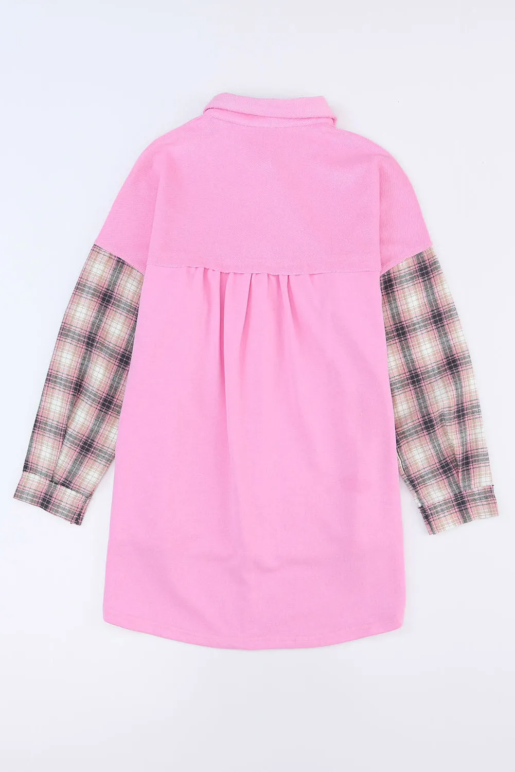 Explore More Collection - Plaid Button Up Shacket with Chest Pockets
