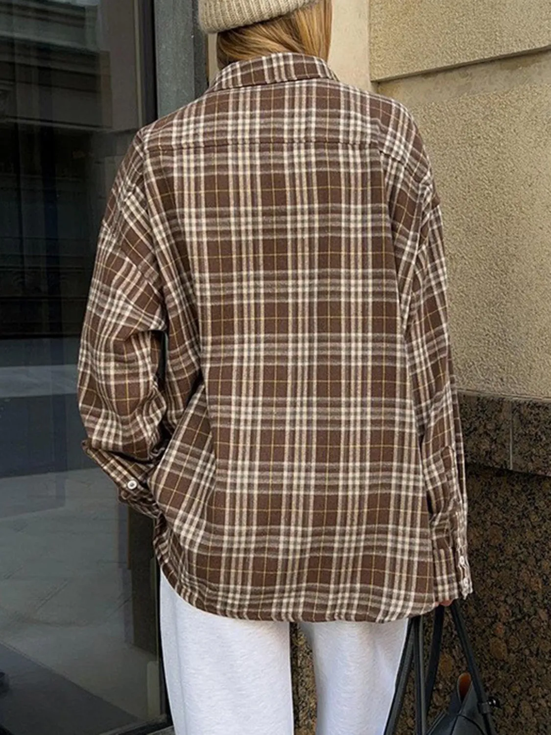 Explore More Collection - Pocketed Plaid Button Up Shacket
