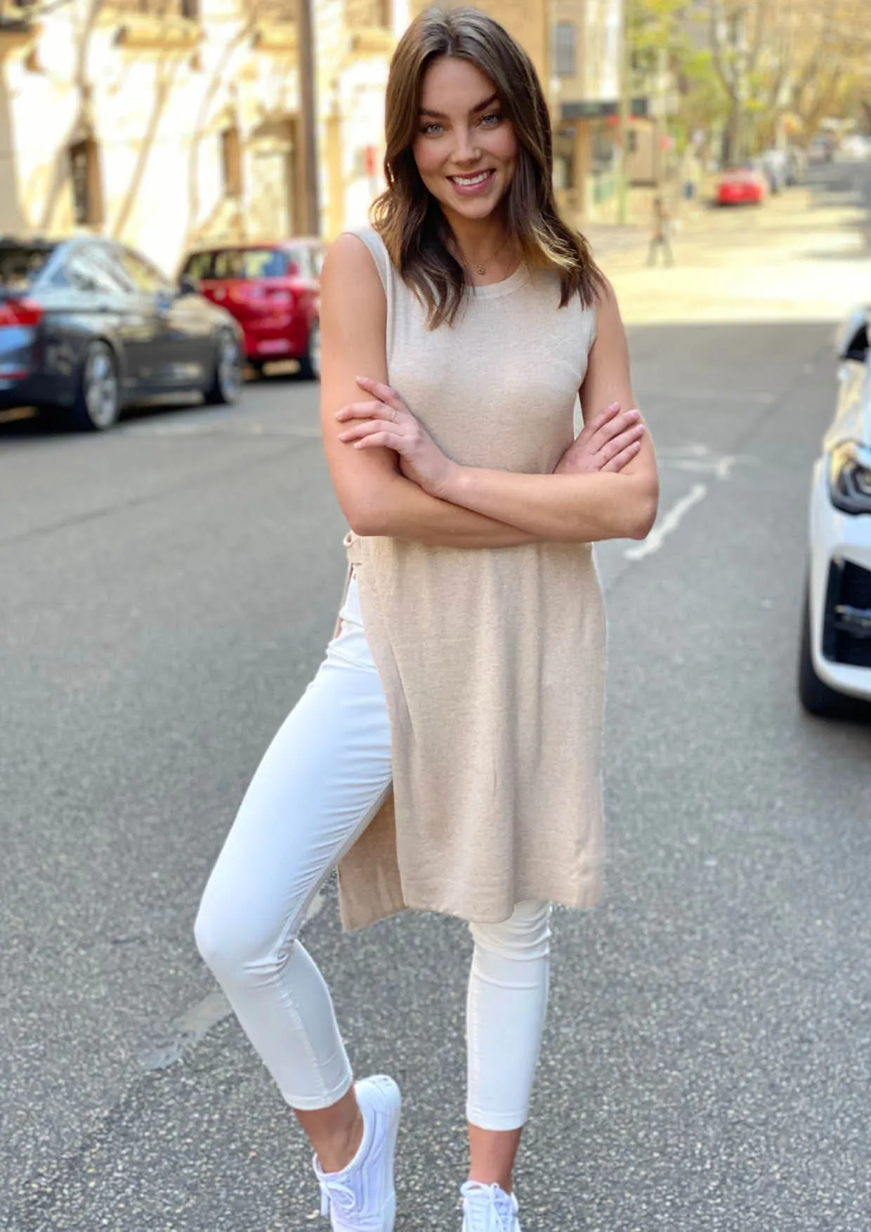 F2440SS Sleeveless Side Slit Knit Dress (Pack)