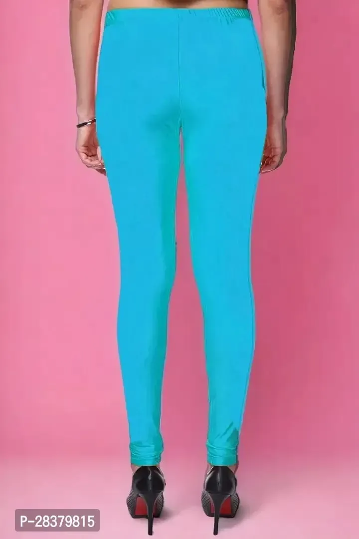 Fabulous Blue Lycra Solid Leggings For Women