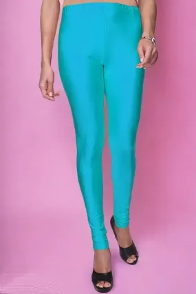 Fabulous Blue Lycra Solid Leggings For Women