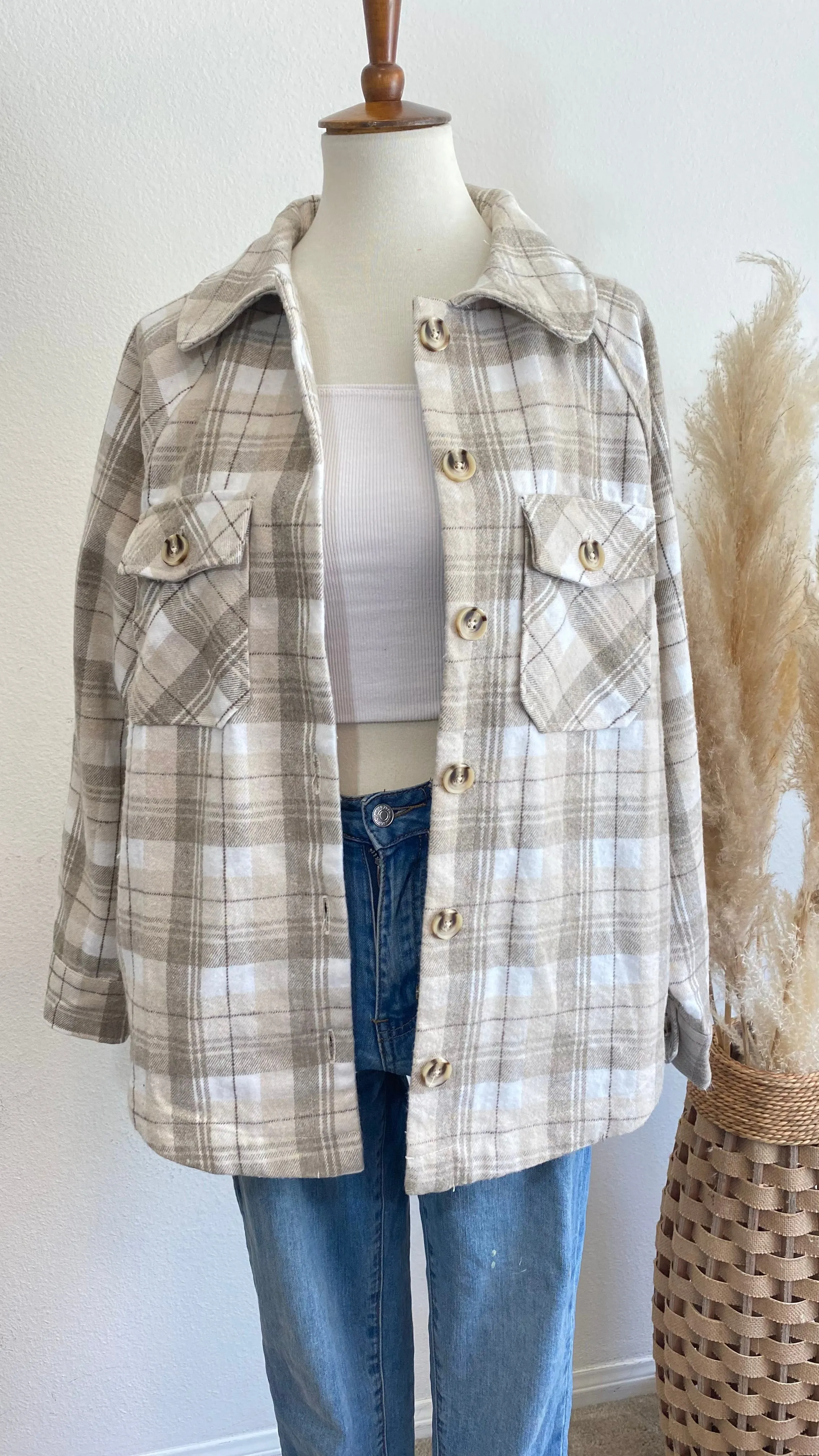 Fall Favorite Plaid checked Collard Button Down Shacket
