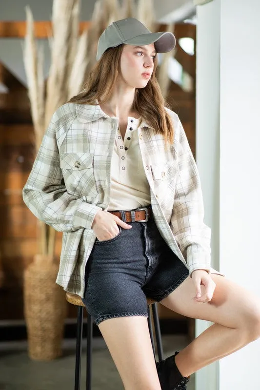 Fall Favorite Plaid checked Collard Button Down Shacket