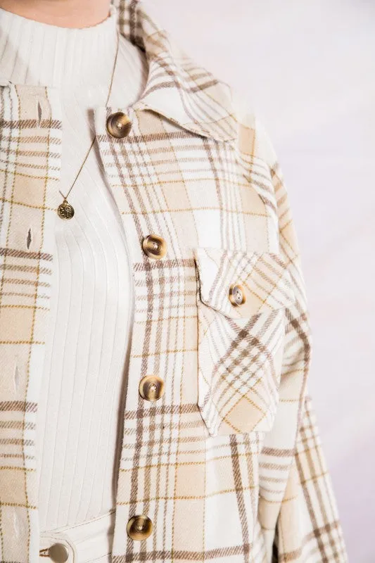 Fall Favorite Plaid checked Collard Button Down Shacket