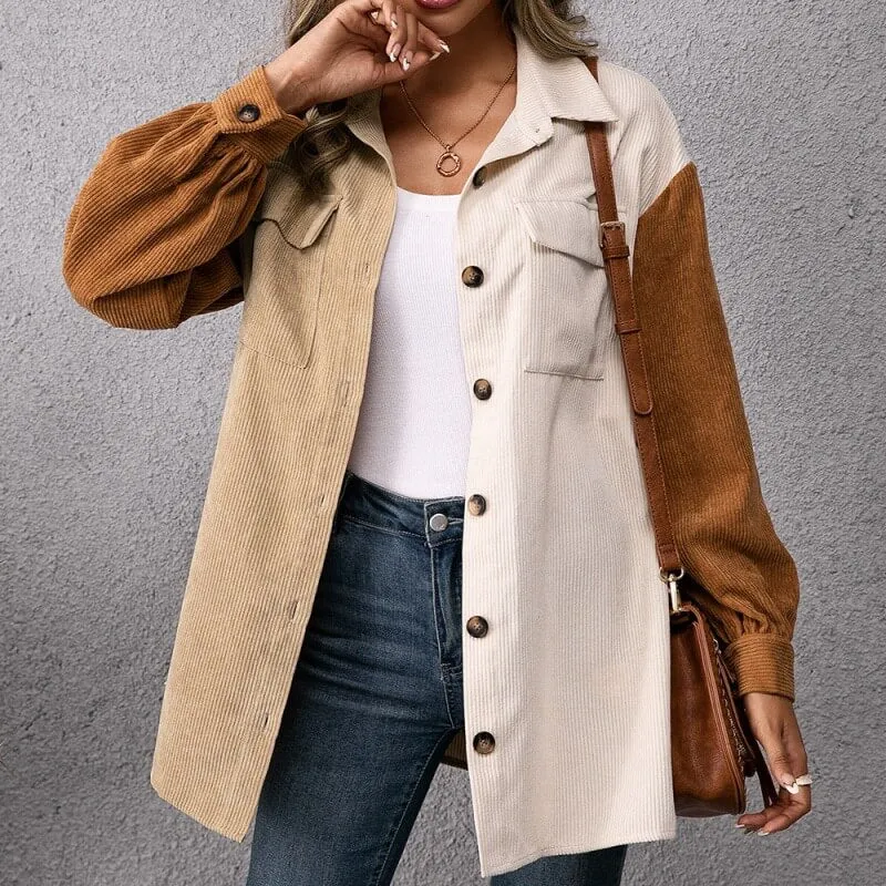 Fall Neutrals Color Block Shacket Top