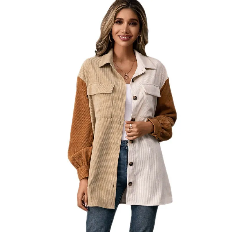 Fall Neutrals Color Block Shacket Top