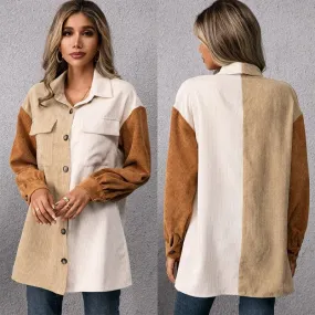 Fall Neutrals Color Block Shacket Top