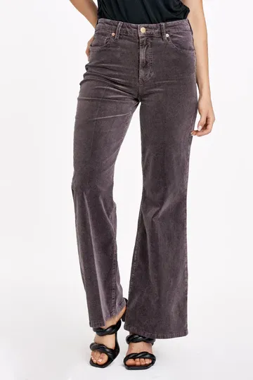 Fiona Cord High Rise Wide Leg Espresso