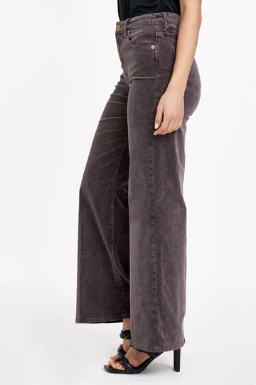 Fiona Cord High Rise Wide Leg Espresso
