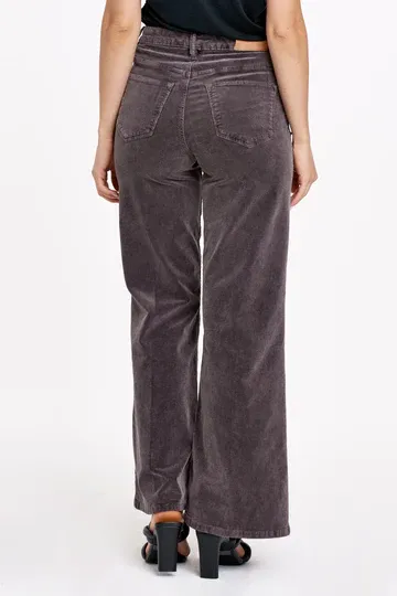 Fiona Cord High Rise Wide Leg Espresso
