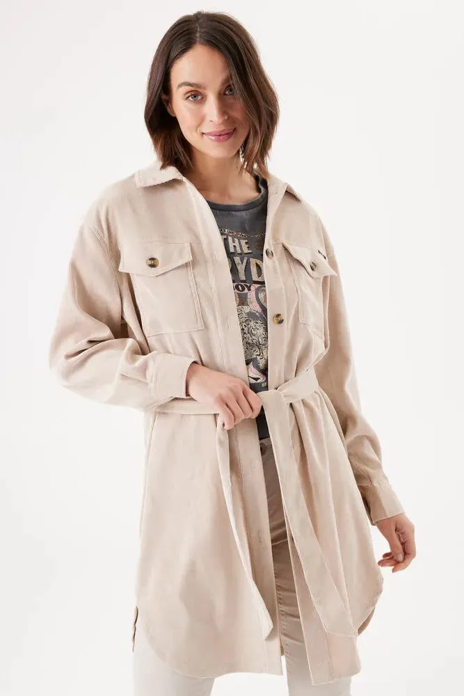 GARCIA WOMEN'S BELTED CORDUROY SHACKET -DOESKIN
