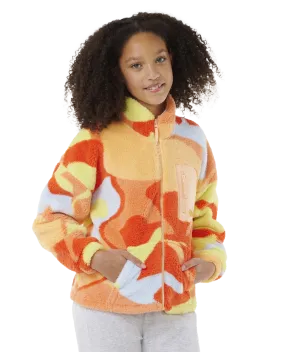Girls High Tide Polar Zip Fleece in Bright Red