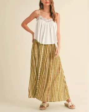 Golden Stripes High Waist Midi Skirt