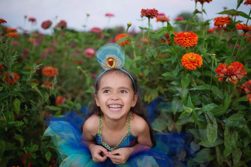 GREAT PRETENDERS - DRESS UP: PRETTY PEACOCK DRESS & HEADBAND - 5-6YRS