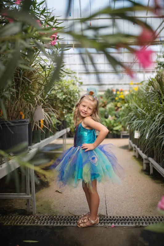 GREAT PRETENDERS - DRESS UP: PRETTY PEACOCK DRESS & HEADBAND - 5-6YRS