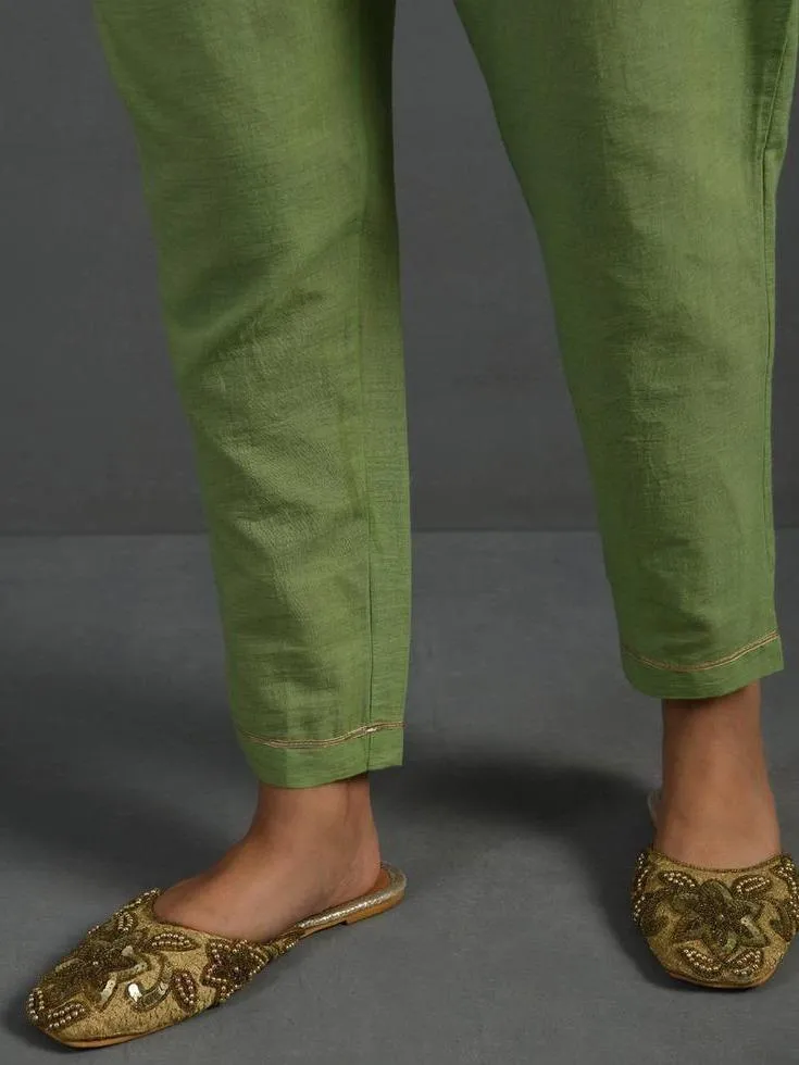Green Gota Kissed Chanderi Kurta & Pant (Set of 2)