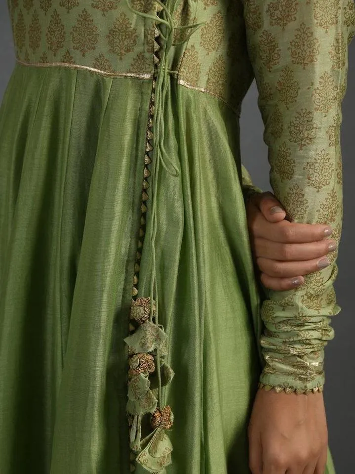 Green Gota Kissed Chanderi Kurta & Pant (Set of 2)