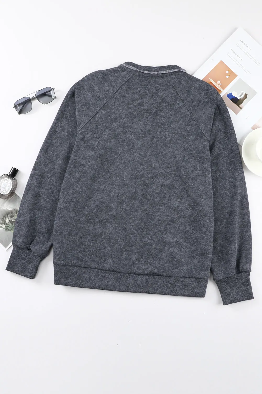 Grey Vintage Washed Flap Pocket Button Shacket