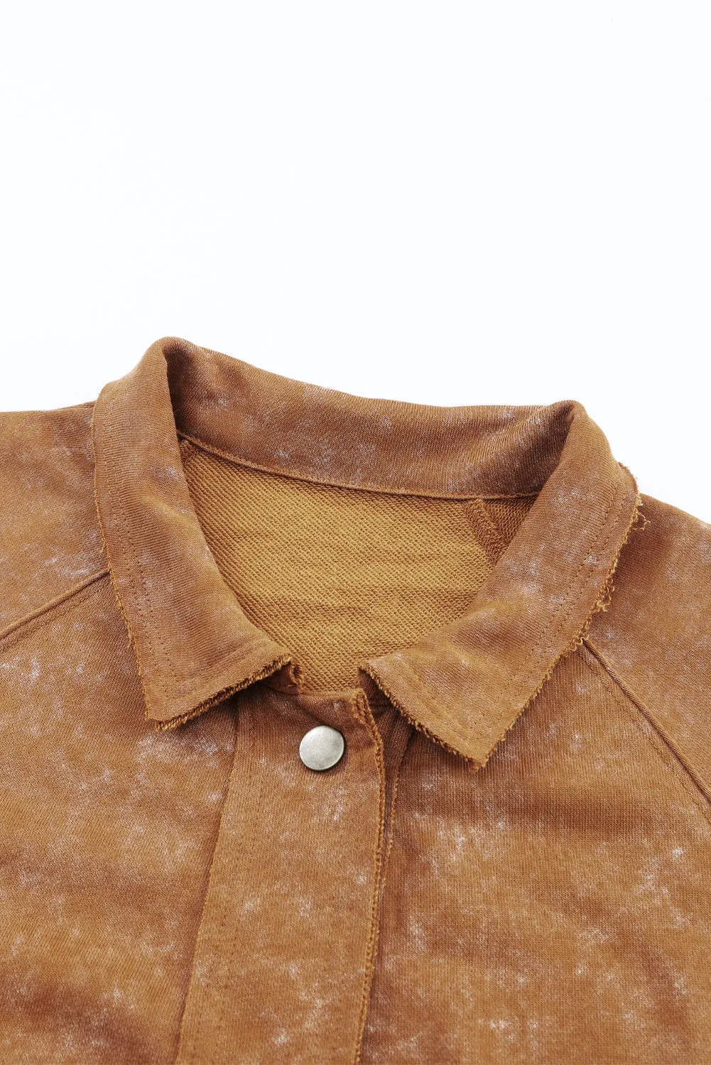 Grey Vintage Washed Flap Pocket Button Shacket