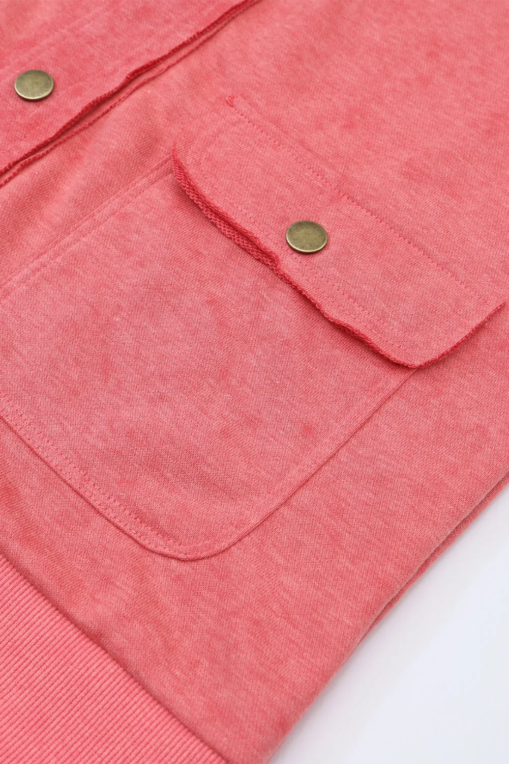 Grey Vintage Washed Flap Pocket Button Shacket