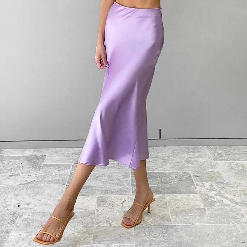 Heather Elegant Satin Maxi Skirt