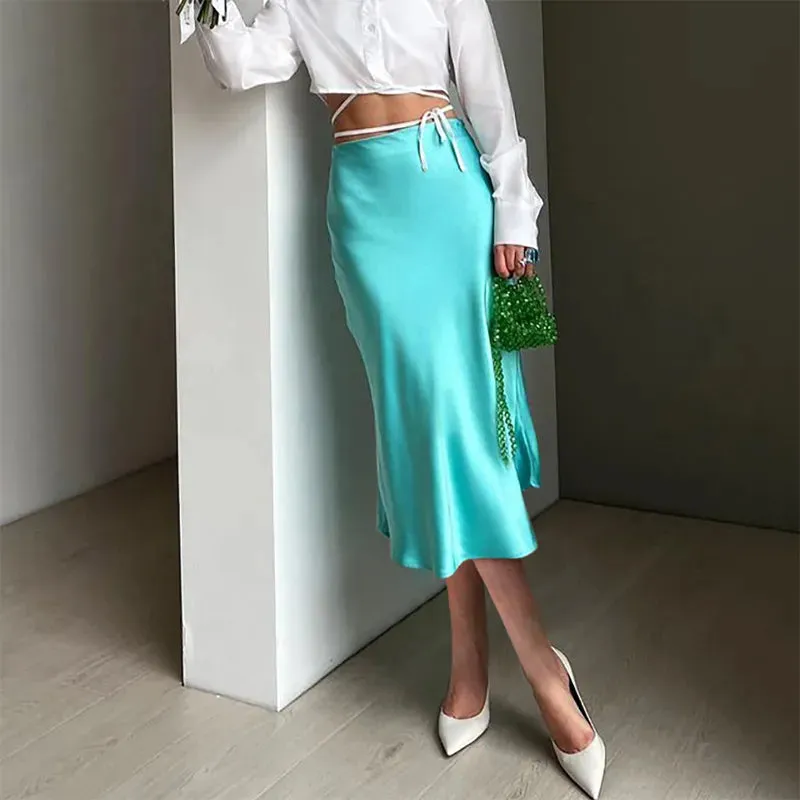 Heather Elegant Satin Maxi Skirt