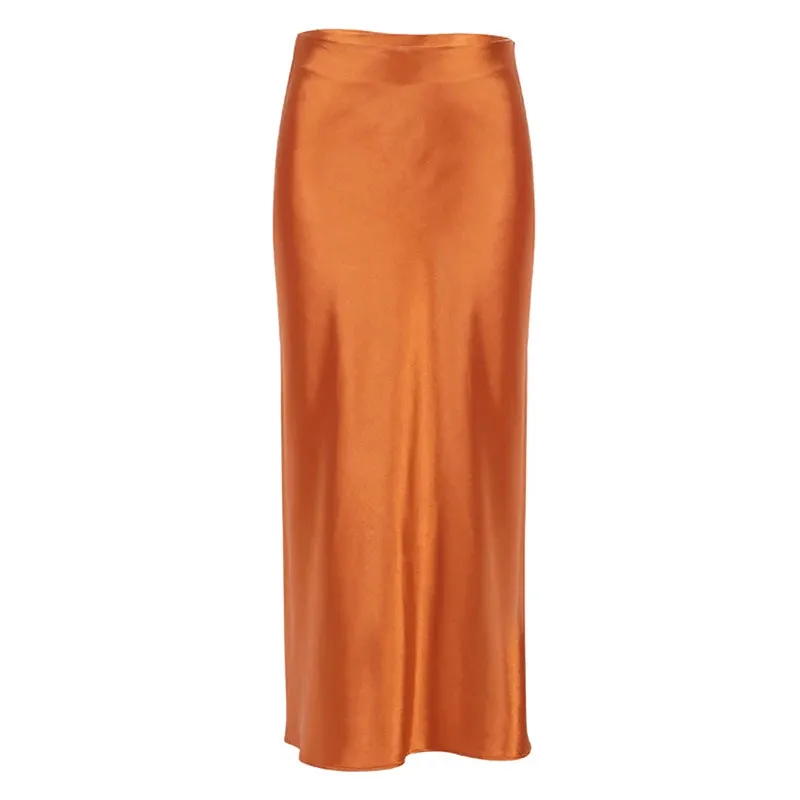 Heather Elegant Satin Maxi Skirt