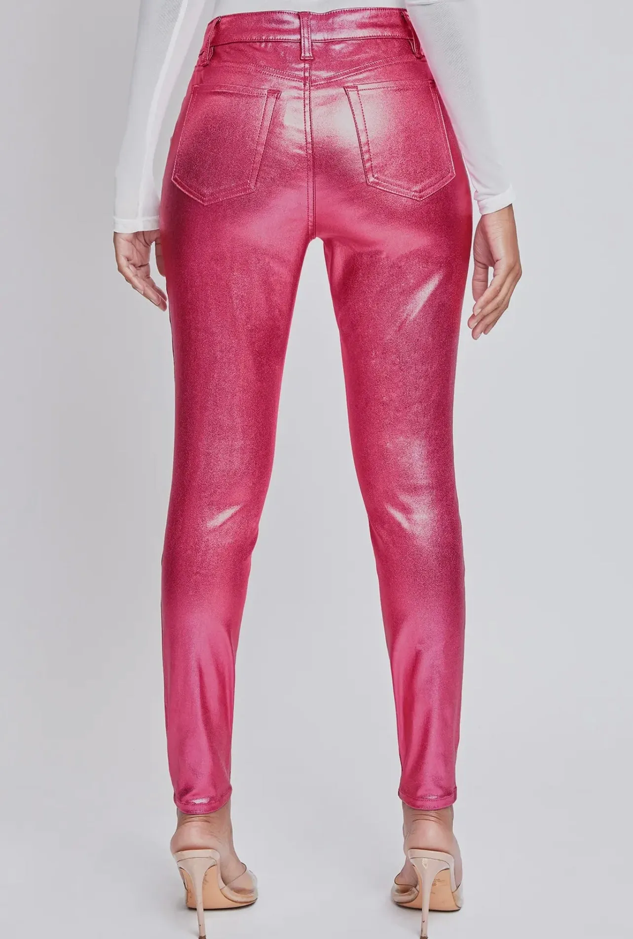 High Rise Hyperstretch Metallic Skinny