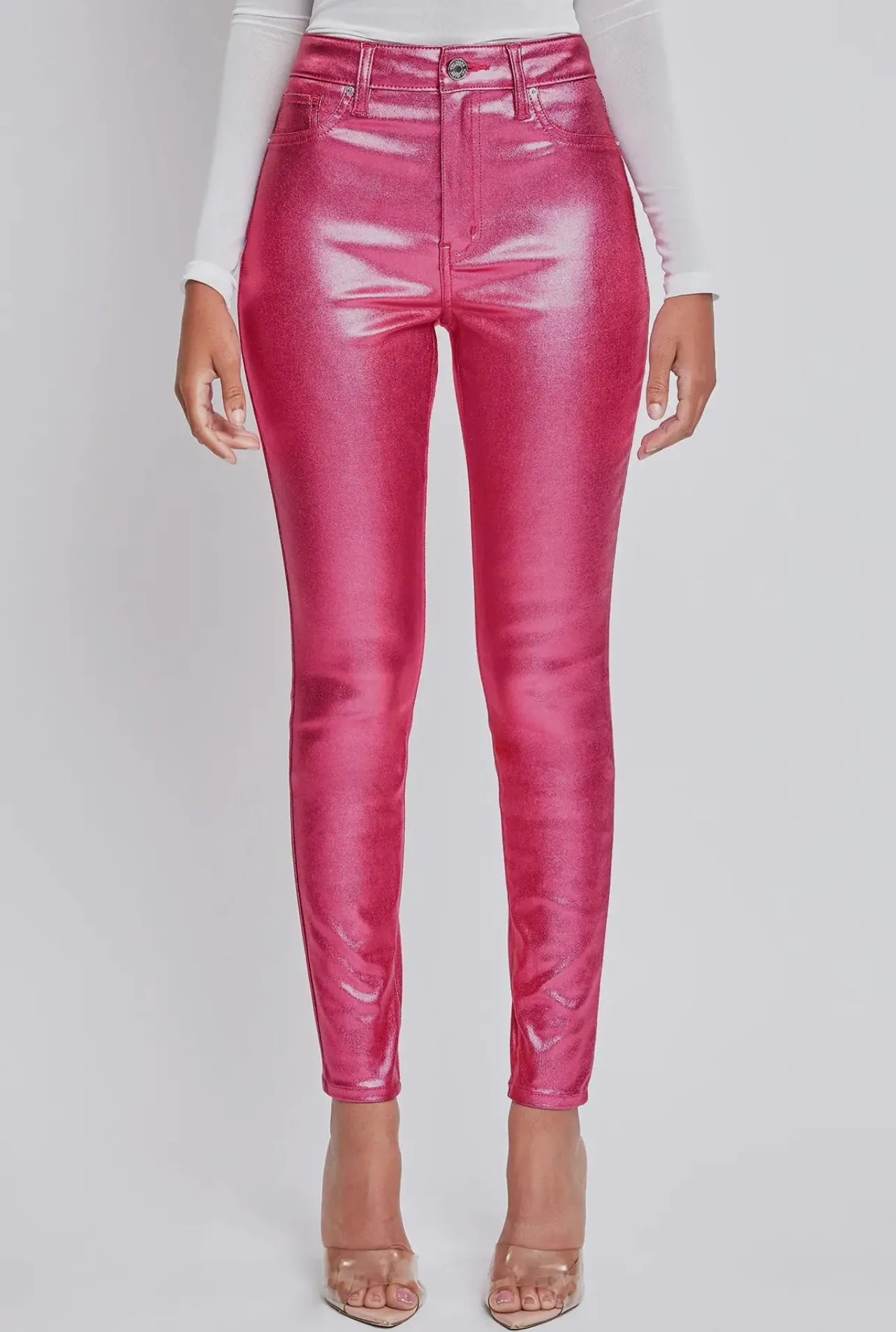 High Rise Hyperstretch Metallic Skinny