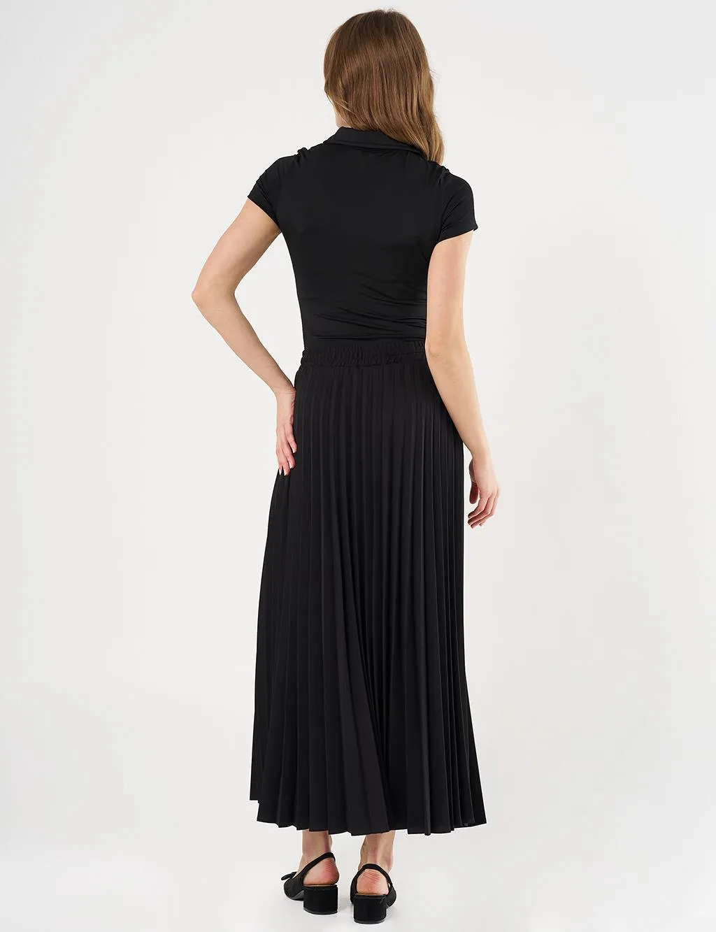 High Waist Pleated Skirt Black
