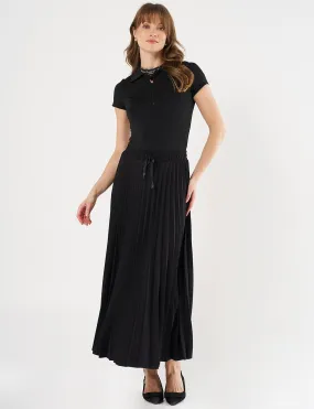 High Waist Pleated Skirt Black