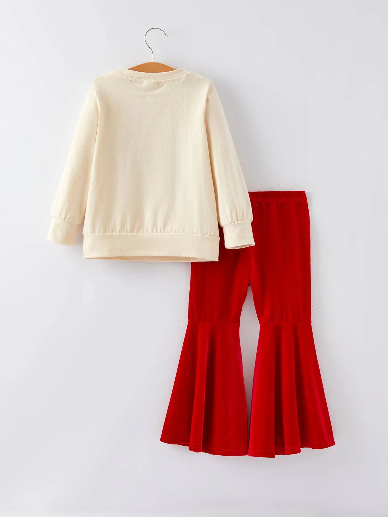 Holly Jolly Christmas Top   Velvet Flared Pants Set