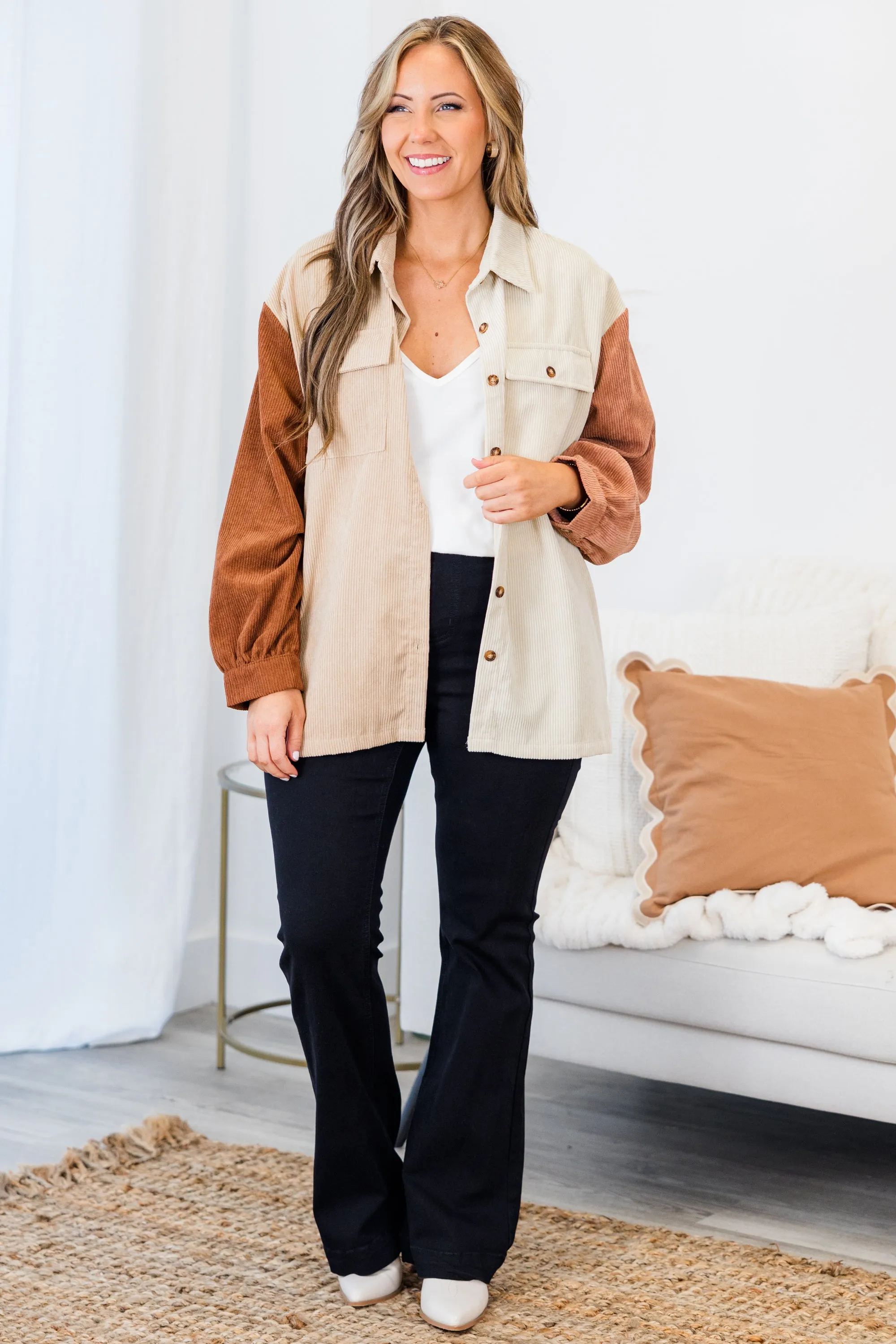 Honey Lovin' Shacket, Taupe