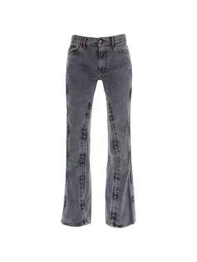 Hook and Eye Flared Denim Pants