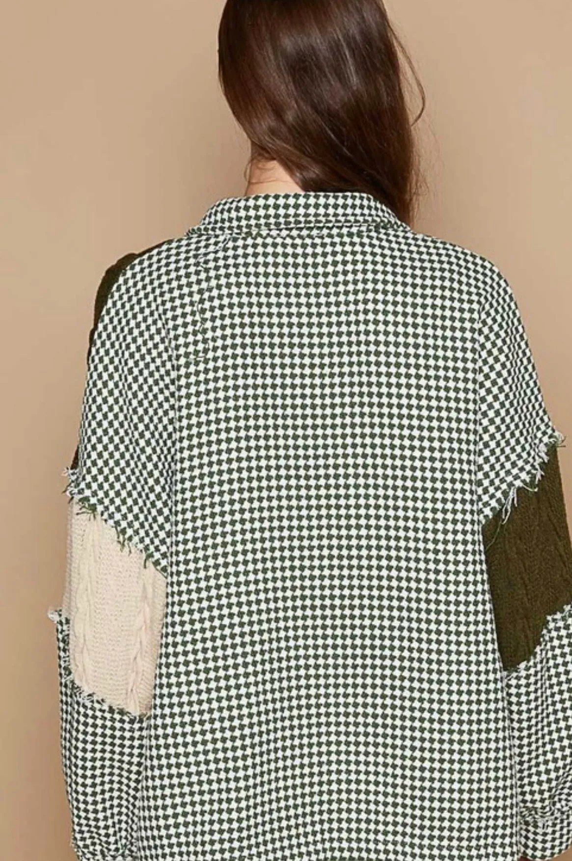 Houndstooth Sweater Paneled Shacket